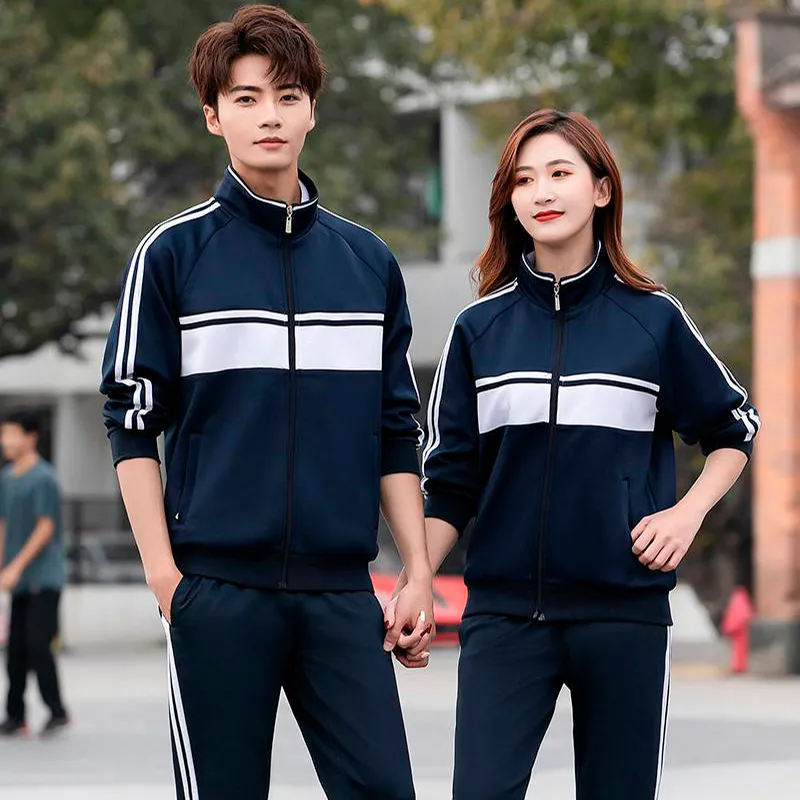 KE Spring autumn fall couples sports running suits team big size uniforms Fiber Polyester blue red sportset men tracksuit woman