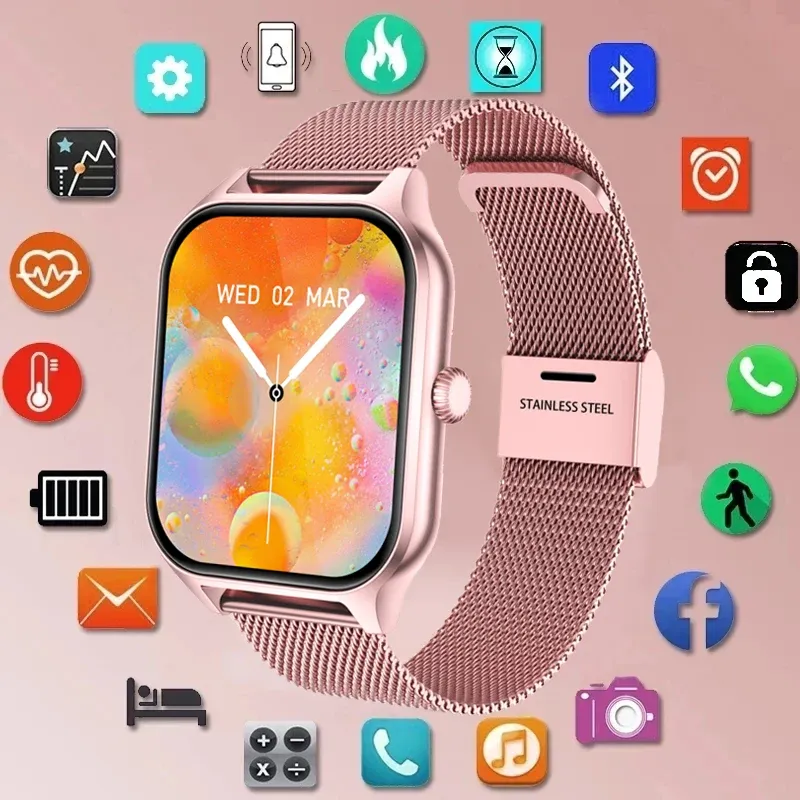 Regarde lige new mode smart watch dames bluetooth appelez la pression artérielle bricolage de cadran personnalisé bracelet étanche étanche.