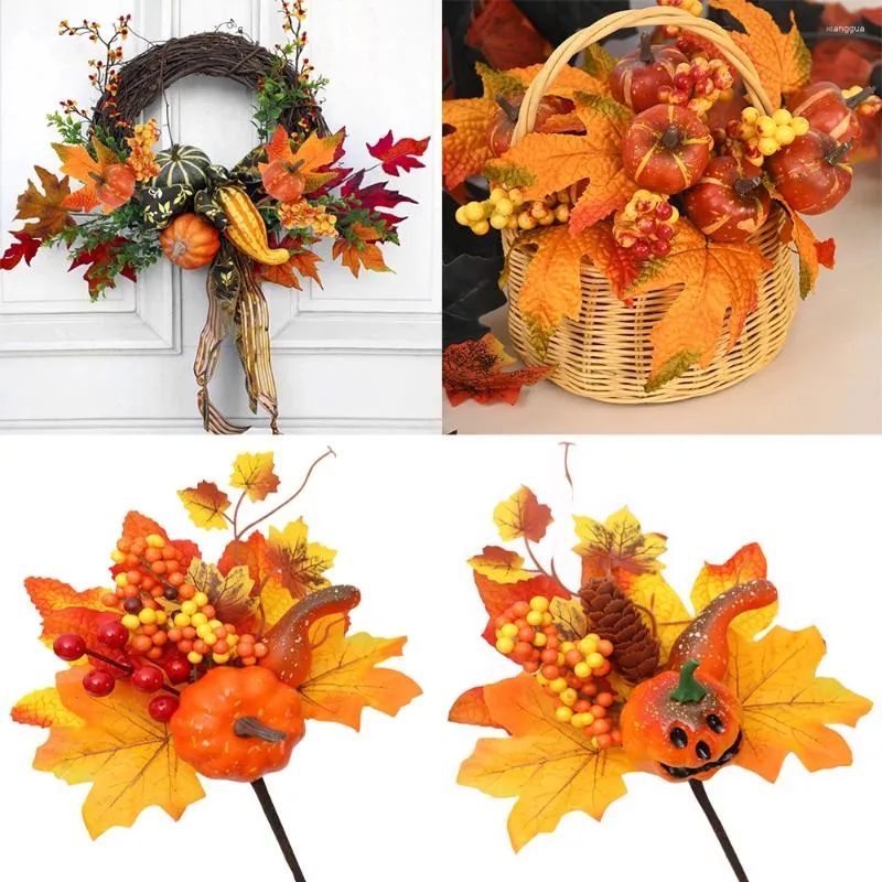 Dekorativa blommor Konstgjorda grenar Pumpkin Berry Harvest Autumn Ornament Halloween Decor for Home Thanksgiving DIY Crafts