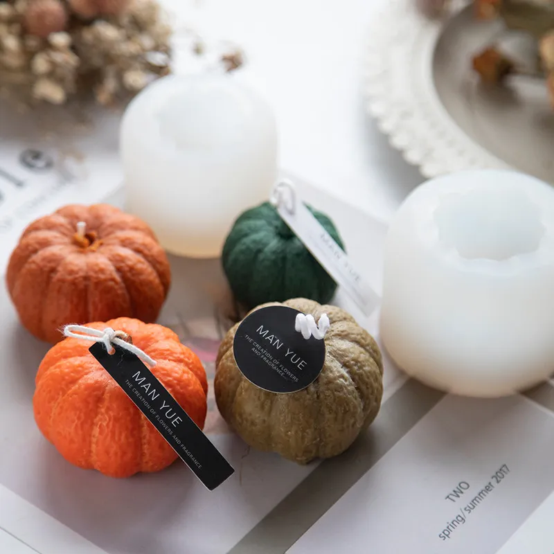 Halloween forma de abóbora velas diy molde aromaterapy gesso vela 3d molde de silicone aroma feito de cera de cera velas molde