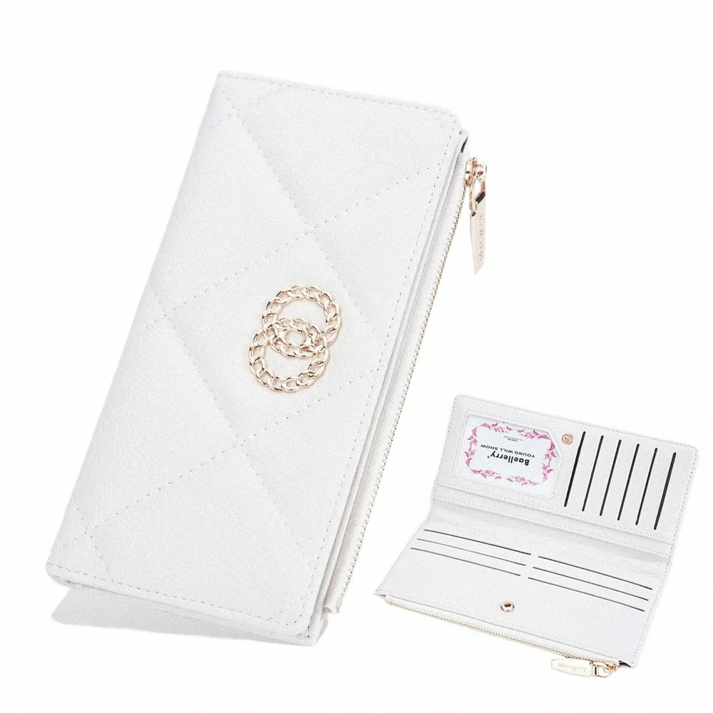 LG Wallet Pu Leather Multi Slots Card Holder voor dames Grote capaciteit Zipper Coin Purse Phe koppeling Rode witte portemonnee voor vrouwen F8JB#