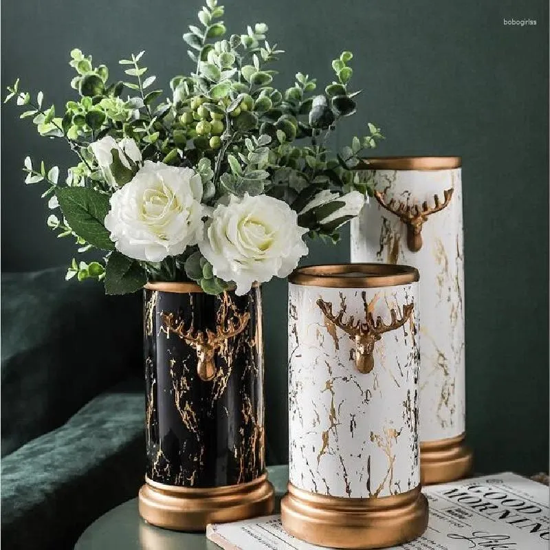 Vasen Keramik Vase Ornamente Esstisch Wohnzimmer Blume Arrangement Veranda TV -Schrank Dekorative leichte Luxusflasche