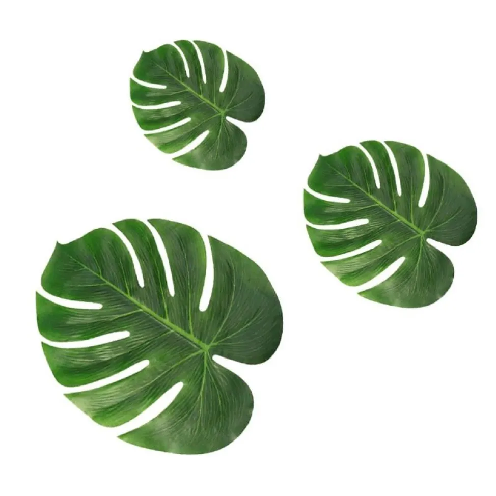 24st Tropical Simulation Leaves Artificial Plant Montera Leaf DIY DECOR för Hawaiian Party Wedding Festival277e