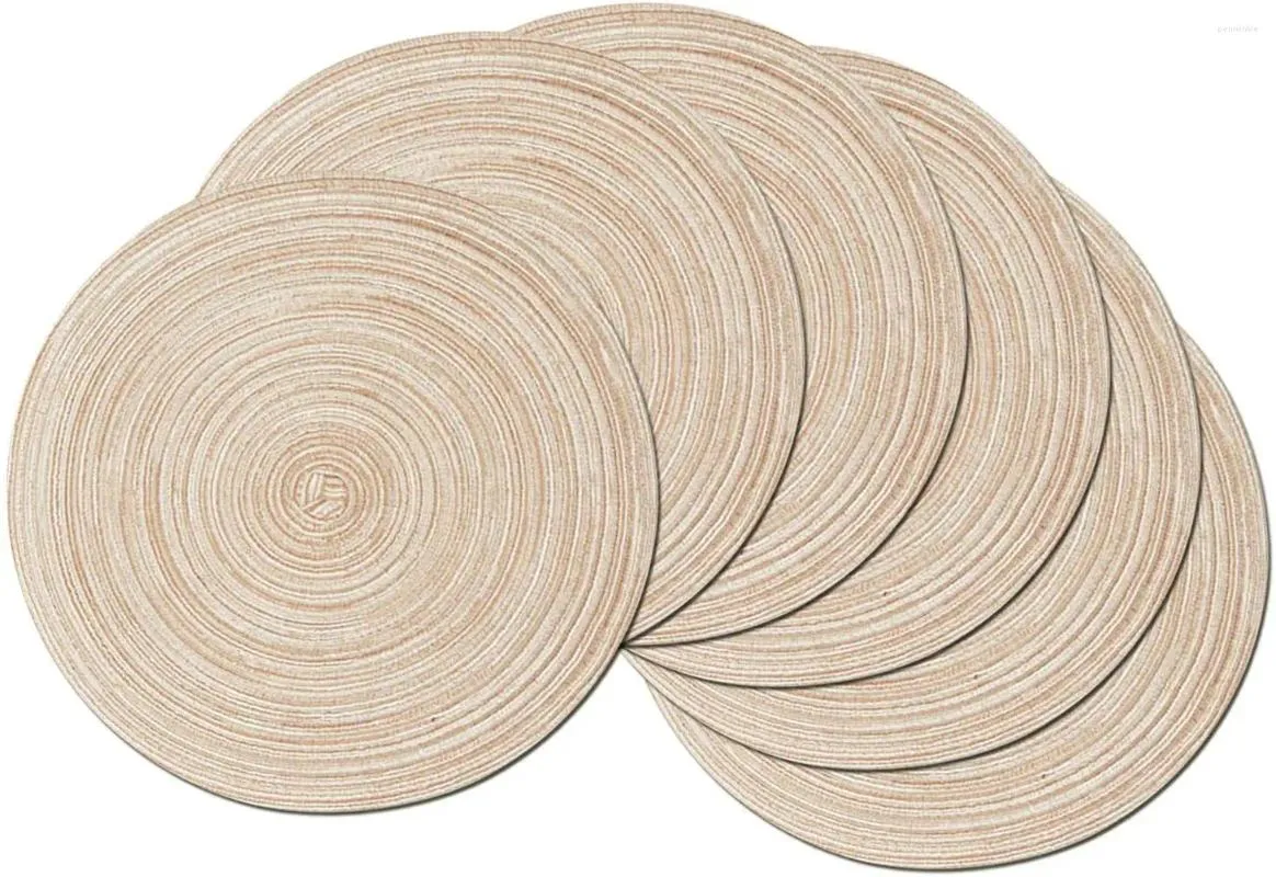 Tapis de table rond ensembles de namens tressés de 6 lavables pour cuisine de cuisine tissu tissé intérieur