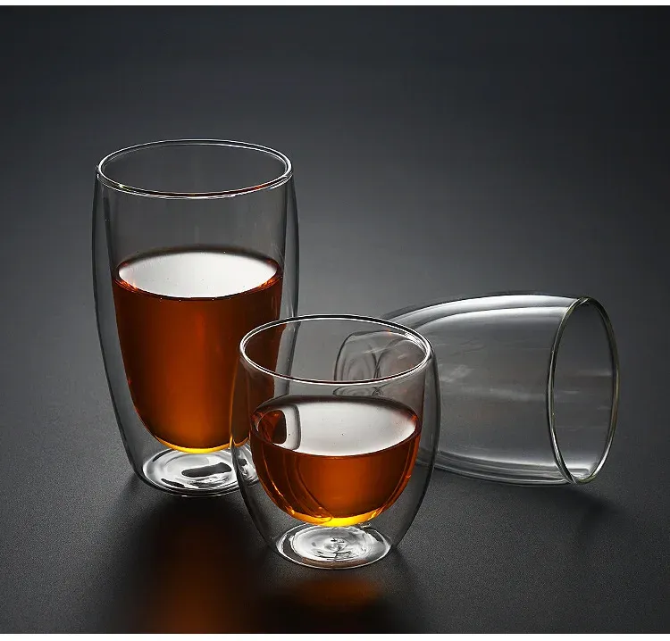 Dubbele wandglas Cup Drinkware Hittebestendig bier Espresso Coffee Cup Set Handgemaakte biermok whisky glazen kopjes thee glas glas