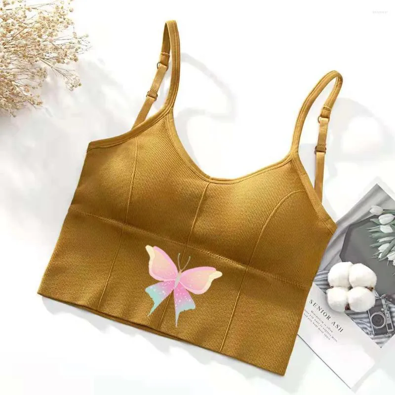 Frauen Tanks U-förmige Rücken BH BH TOBE TOP Women Crop Butterfly Muster sexy Dessous Farbsportmodet Street