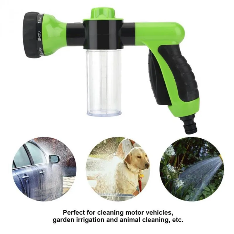 8 en 1 tuyau de pression Buzzle mousse pistolet jet jet pistolet pistolet dispenser jardin arrosage cheval chien animal water pistolet voitures outils