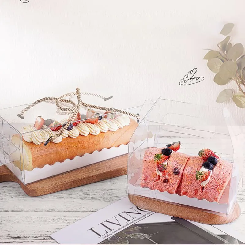 10pcs Boîte à gâteau transparente à la main