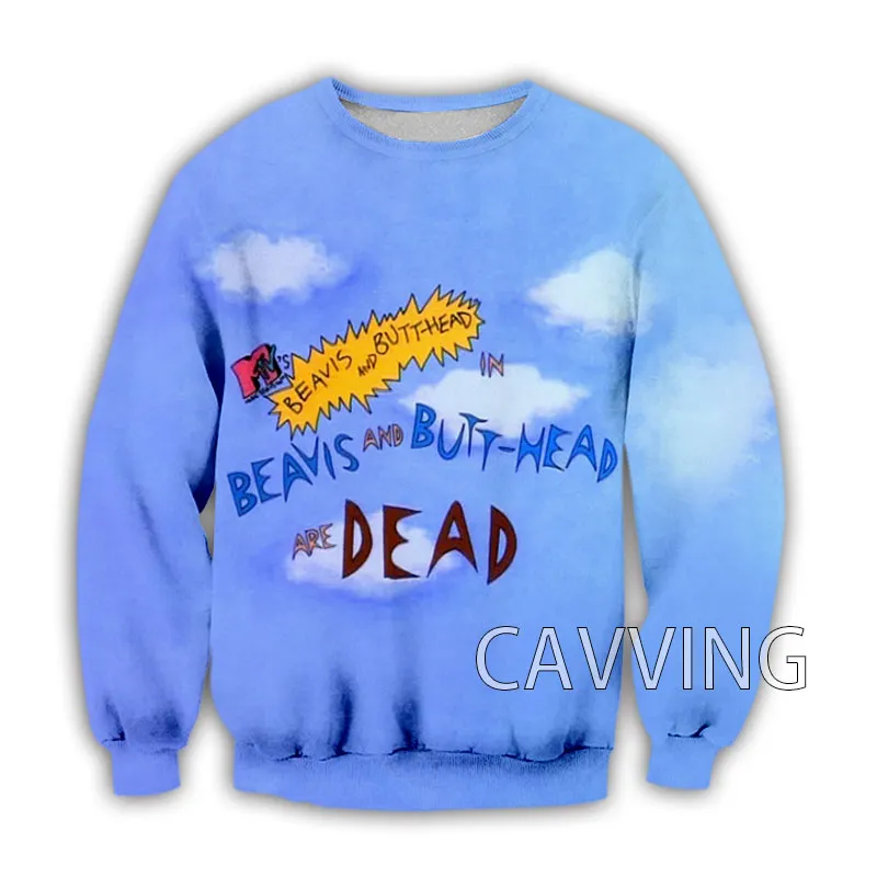 Cavin 3D imprimé Beavis et Butthead Crewneck Sweatshirts Harajuku Styles Tops Sweatshirts à manches longues pour hommes / femmes H02