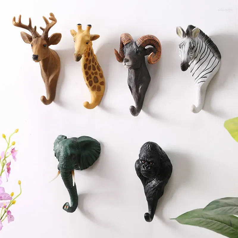 Hooks Vintage Animal Model Decoratie Huisdeur Wandkleden Stereo Resin Crafts