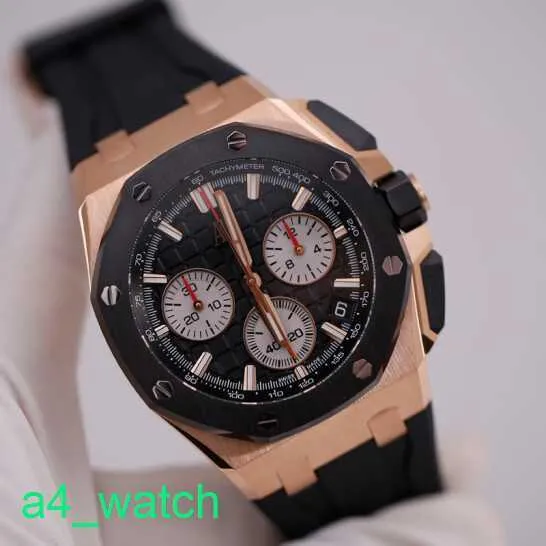 Grestste AP pols Watch Mens Watch Royal Oak 26420ro Black Disc Chronograph Rose Gold Watch Automatisch mechanisch Zwitserse luxe vrijetijdsstoorlogse Sport Watch Volledige diameter 43m