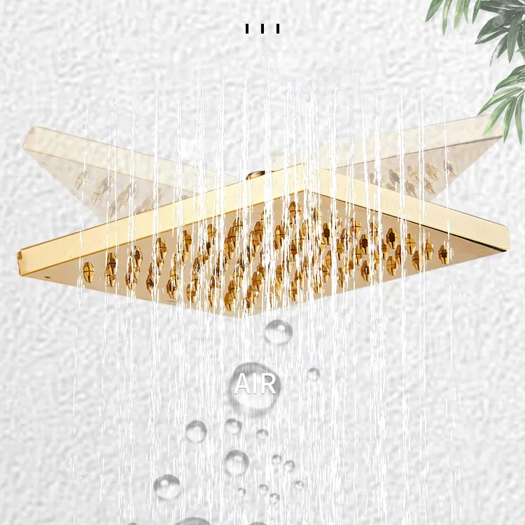 Golden Thermostatic Digital Shower Set Quality Brass Bathtub Mixer Faucets SPA Rain Shower Head Hot Cold Digital Shower System