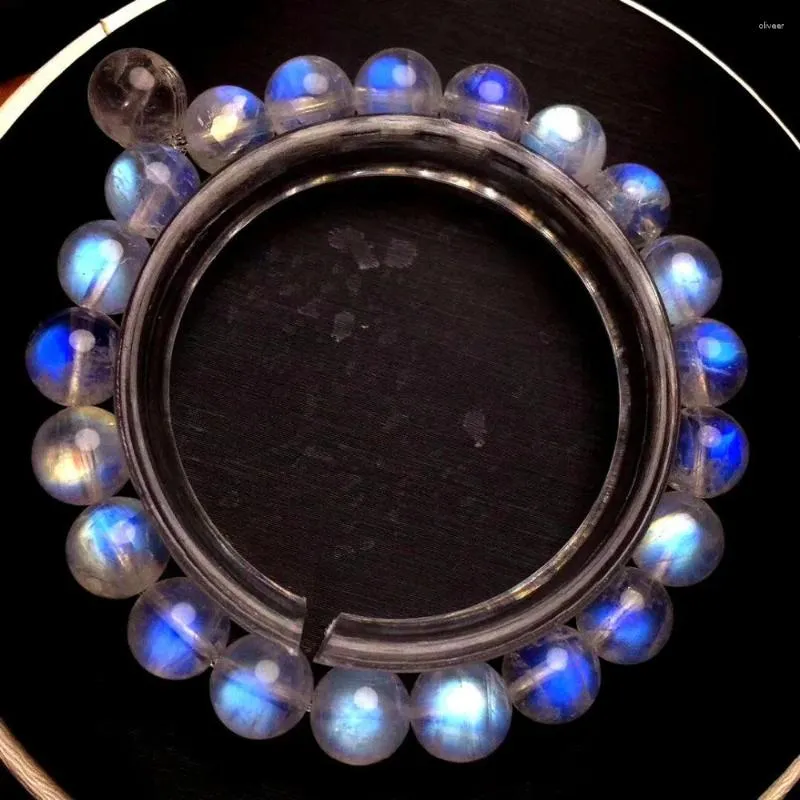 Urok bransoletki naturalne leczenie Moonstone Blue Light Crystal Kulki Pani Bransoletka prezentowa 8 mm