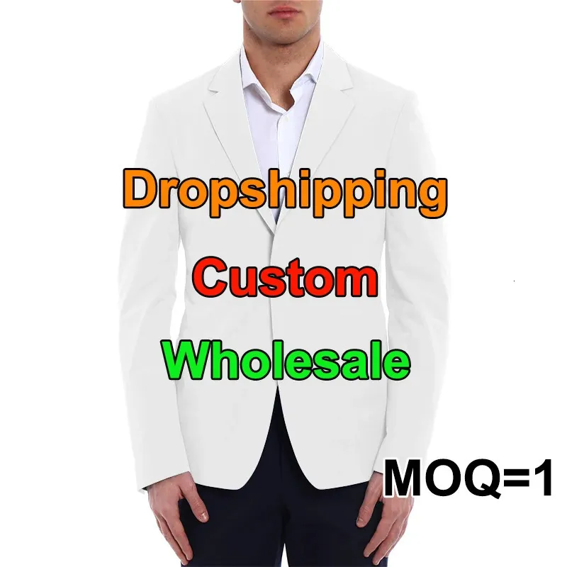 Aangepaste herenblazers modepak diy je ontwerpjas casual slanke fit blazer 3D print jas mannen drop groothandel 240329