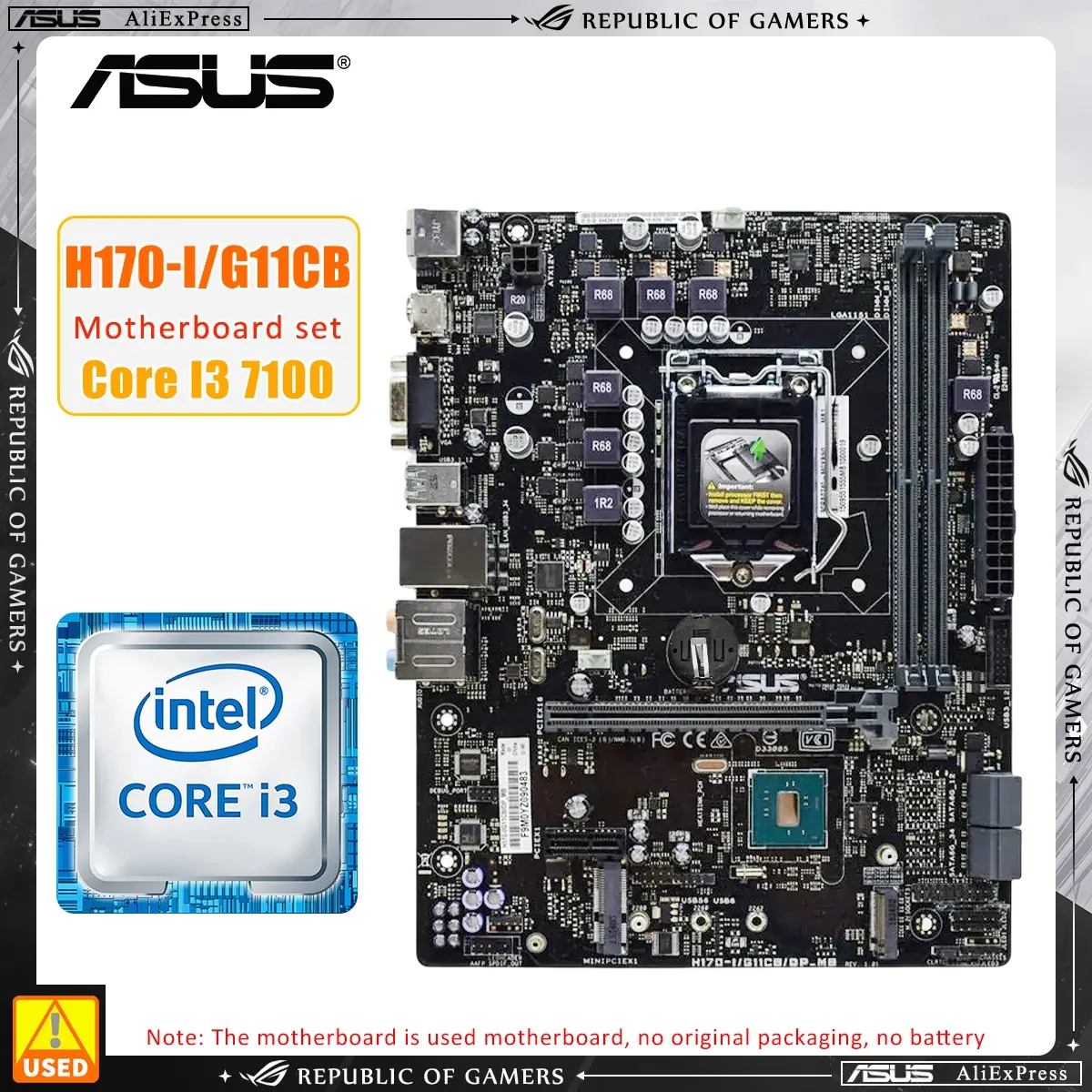 마더 보드 ASUS H170I/G11CB +I3 7100 CPU LGA 1151 마더 보드 키트 DDR4X2 32GB Intel H170 마더 보드 USB3.0 Micro ATX