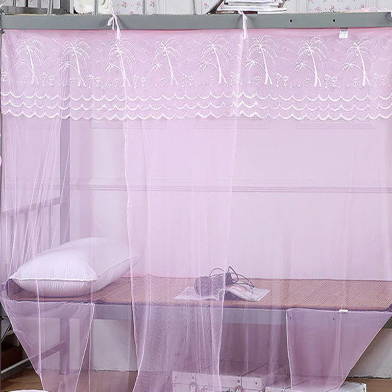 Mosquito net supérieur et inférieur, dentelle de luxe, haut à poussière, filet de moustique, célibataires, couleur unie, dortoir en moustique net