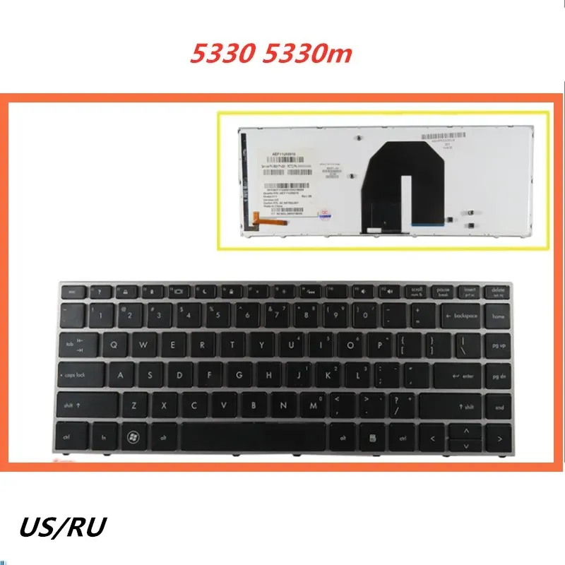 Clavier ordinateur portable Clavier russe anglais pour HP Probook 5330 5330m Clavier de mise en page de remplacement du cahier