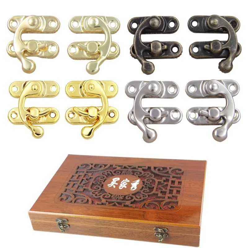 5PCS Small Antique Metal Lock Decorative Hasps Hook Gift Wooden Jewelry Box Padlock For Furniture Hardware