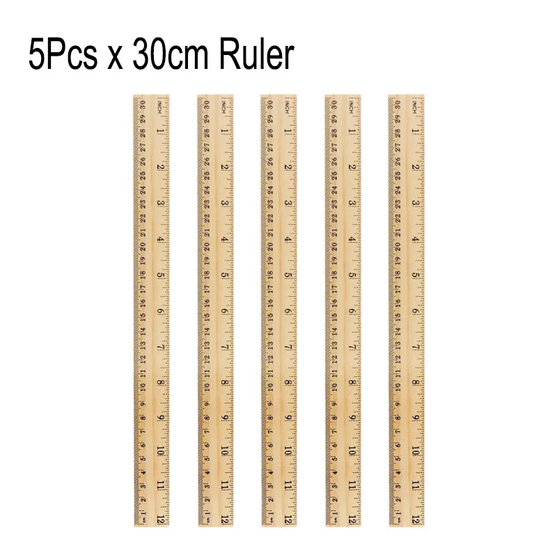 5 -stcs/Set houten rechte liniaal 15 cm 20 cm 30 cm dubbele zijde meetgereedschap Kantoor School Student Stationery Fotografie Props