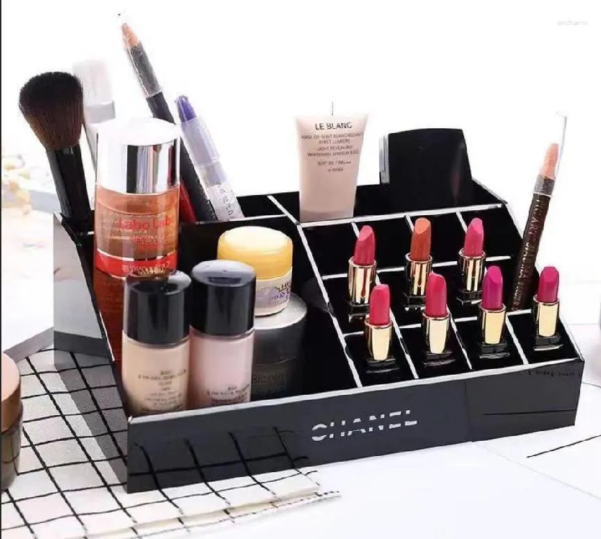 Boîtes de rangement 2024 Organisateur de maquillage classique CC Logo en acrylique Multifonction Luxury Cosmetic Tool Box accessoires de bureau