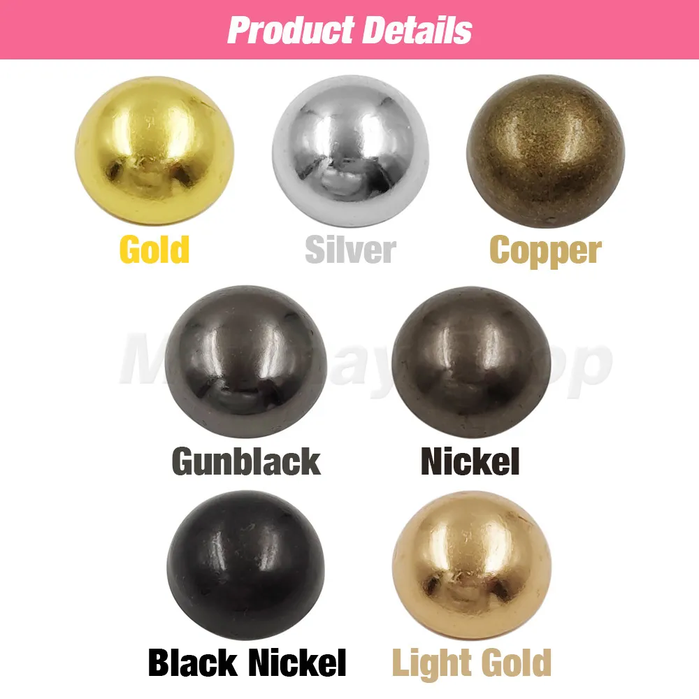 Metal Dome Cap Rivets Studs Round Rivet pour cuir Craft Sac CEINTURE CEINTROLES Vêtements Chaussures Collier Pièces ACCESSOIRES