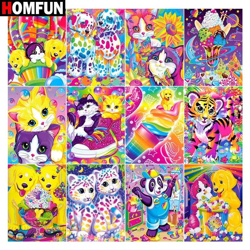 Homfun 3d Diamond Painting "Cat Dog Ice Cream" Diy Full Forte Drift Cross-Stitch Kits Square Round Diamond broderie