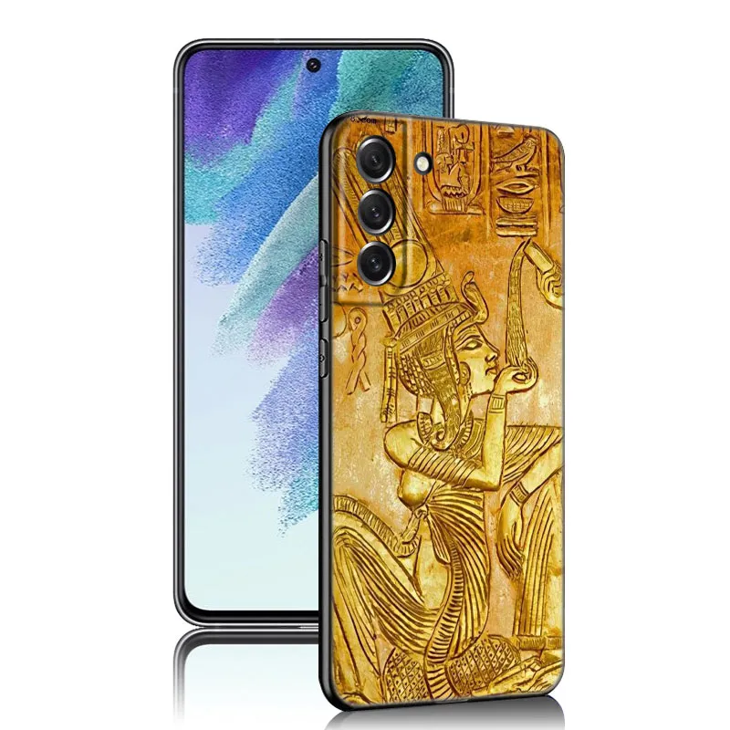 Capa de telefone artística egípcia antiga do Egito para Samsung Galaxy S21 S20 Fe S22 Ultra S10 Lite S9 S8 Plus S10E S7 Edge Soft Black Tampa