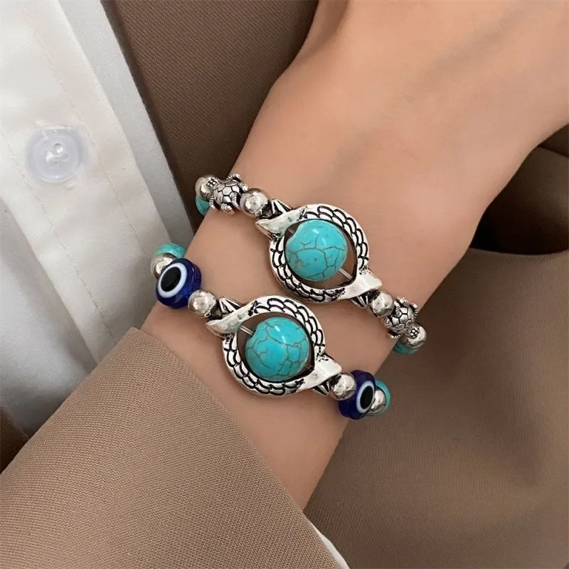 Designer -Armband Frauen Böhmian natürlicher türkiser Perlen -Modearmband Helles Glanz Lange anhaltende Armreifen Schmuck Geschenk