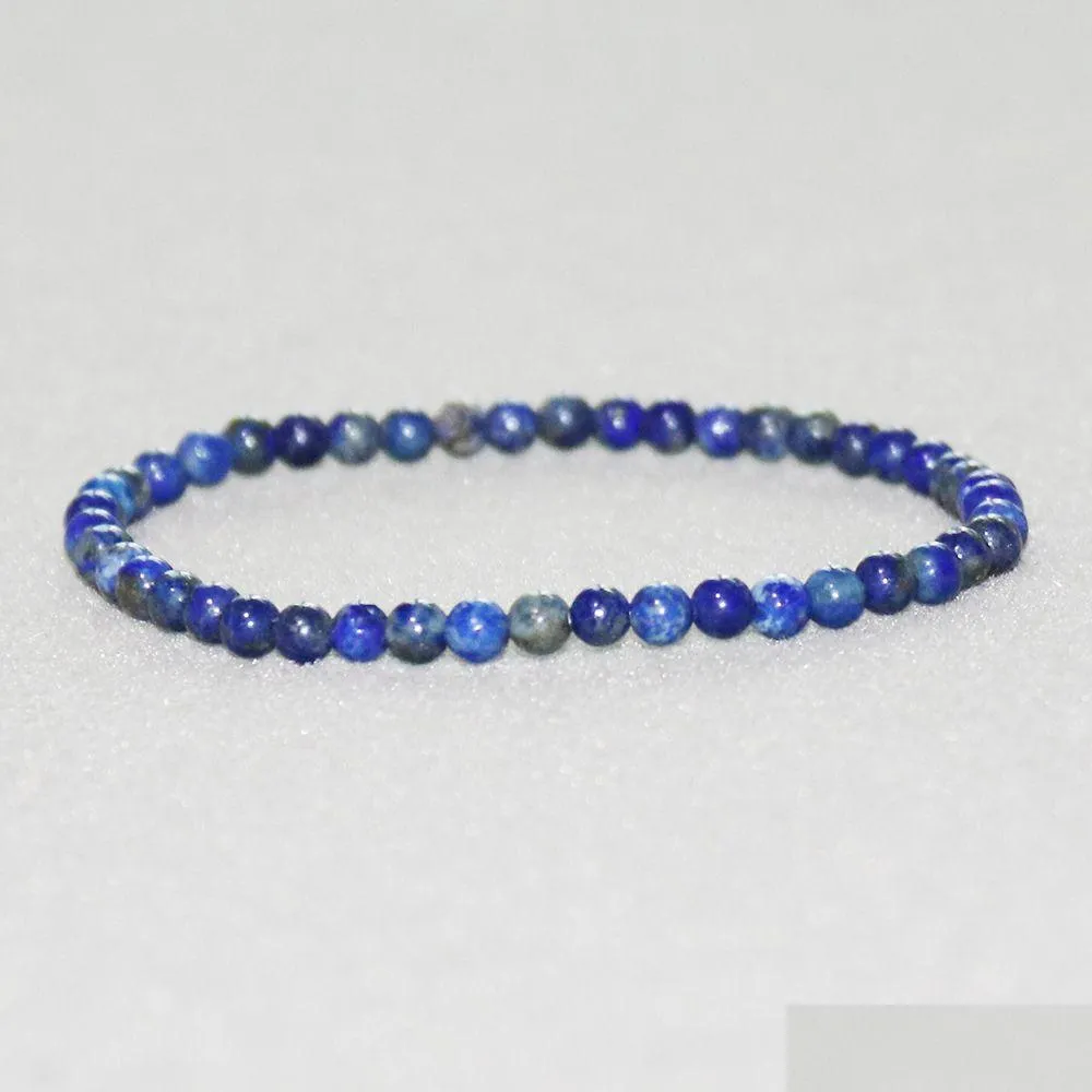 Beaded Mg0028 Partihandel 4 mm Lapis Lazi Mini Gemstone Armband Natural Stone Womens Yoga Mala Pärlor smycken Drop Leverans Armband Dhnvf