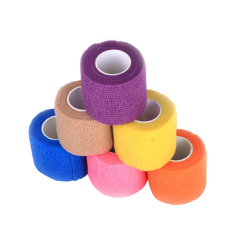 1 rouleau 5cm * 4,5 m Bandage de tatouage jetable bande de sport bande auto-adhésive couleurs de bandage élastique bande accessoires de tatouage permanent