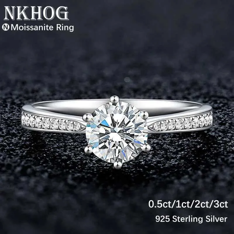 Band Rings NKHOG Real 3 Silicone Womens Ring 925 Sterling Silver Classic 6 Paw Engagement Band Jewelry Romantic Wedding Ring J240410