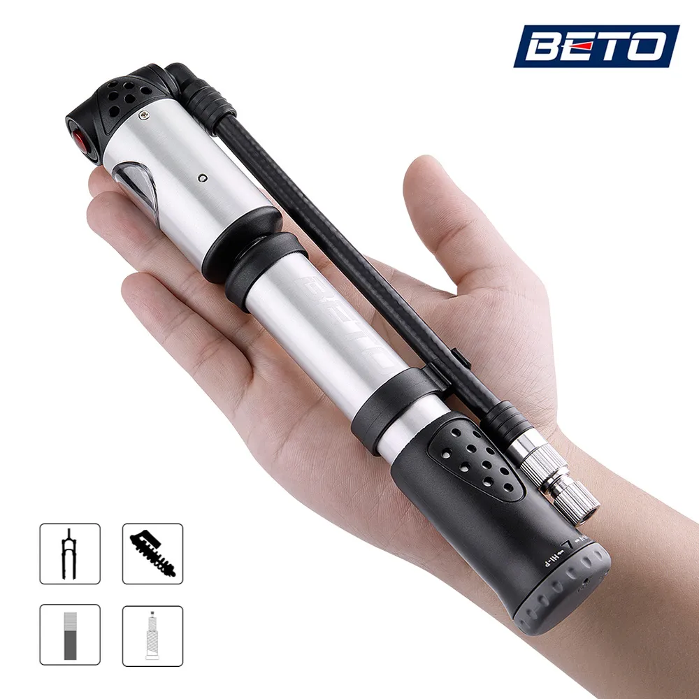 Beto MP-036 Hand Mini Tire Pump Pump Fork Air Air avec un pont de pression 300 PSI Pompe à vélo de haute pression / Valume