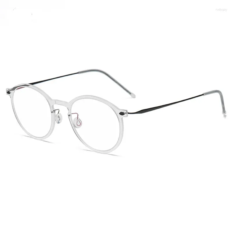 Solglasögon ramar Danmark Brand Titanium glasögon 6541 retro runda glasögon ram män ingen skruv ultralight myopia recept optisk
