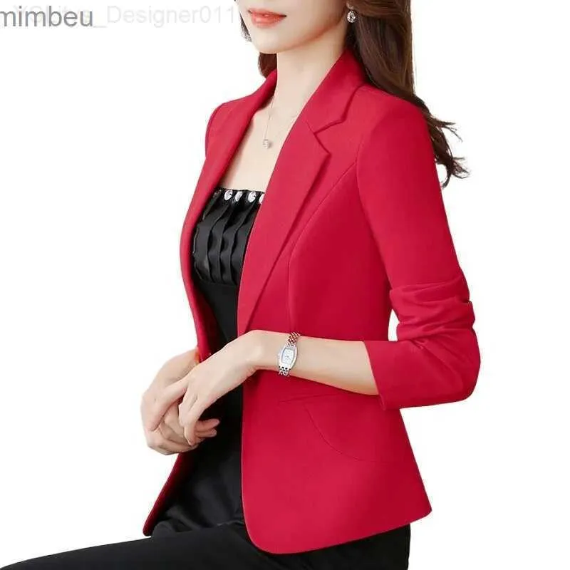 Ternos femininos Blazers 2022 Terno de outono Mulheres Blazer Conjunto de traje elegante colar de colarinho comprido casaco de veludo duplo macacão de tubo de peito duplo