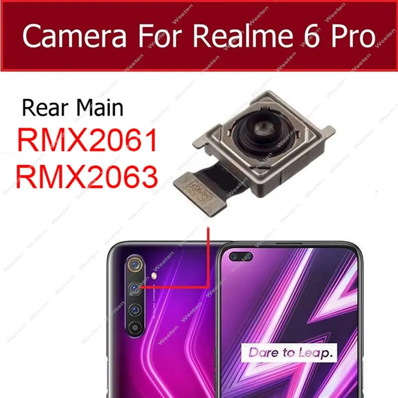 Für Realme 6 Pro 6pro Heck vordere Kamera vorne Selfie zurück. Hauptkamera Flex -Kabel -Austausch