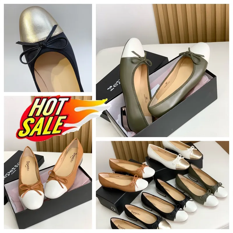 2024 REPETTO AVEC BOX TOP QUICTION Designer Sandals Luxury Slippers Femmes Talons Bowknot Chaussures de danse Soft Gai Platform Size 35-39 5cm