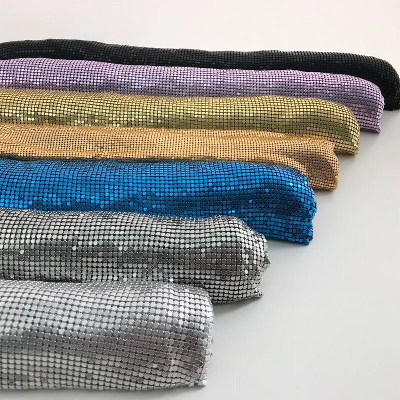 Silver Metal Sequin Fabric Aluminum 10 × 10 cm 3.94 × 3.94 in DIY ...