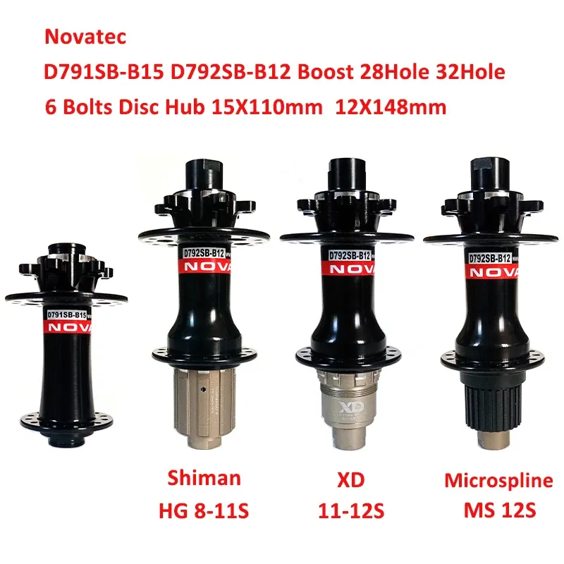 Novatec Hub D792SB B12 D791SB B15 BOOST 6 BOLT DISC SHIMAN HG XD MICROSPLINE FREEHUB FRONT 15X110MM LEAR 12X148MM 28 32HOLE