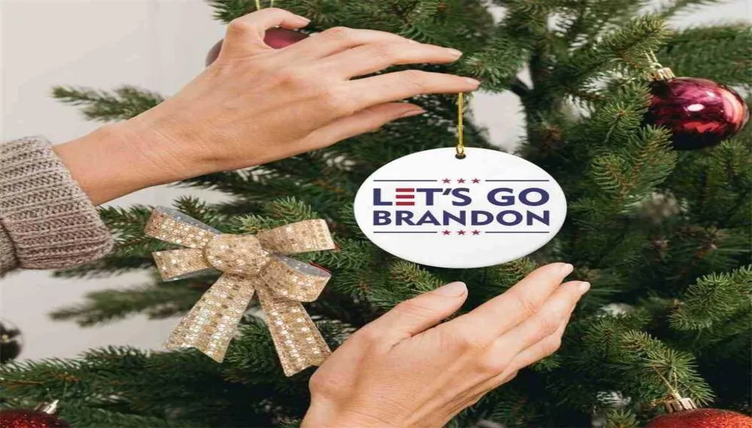 Let039s Go Brandon Christmas Tree Ornament Casa in legno Indoor Room US BIDEN PENDANT CASSE DI REGALO TREE DI STAGGI