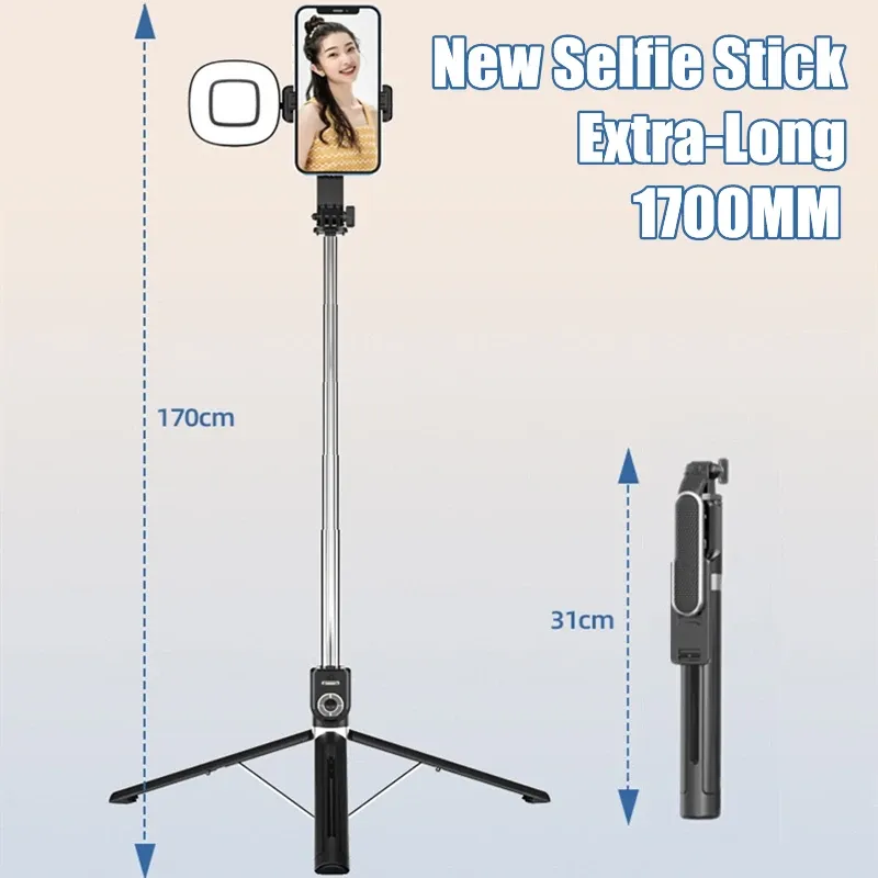 Pumpen FGCLSY 2023 Neues extra langes Selfie -Stick Multifunktional mit Fill Light Fernauslöser 360 Grad Drehstativ mit großer Größe