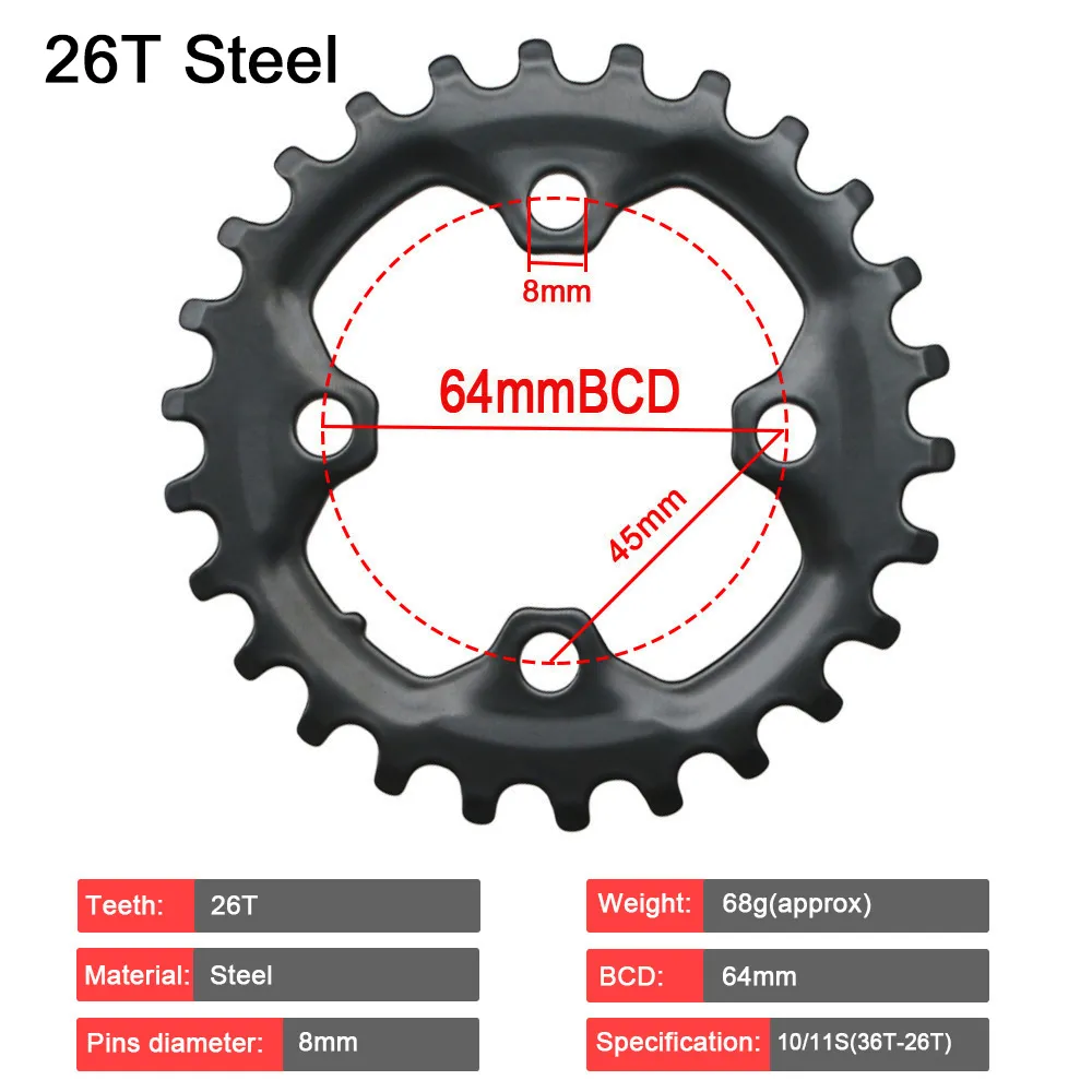 64BCD 104BCD MTB自転車チェーンリングダブルチェーンホイール22T 24T 26T 28T 36T 38Tスプロケットマウンテンバイククランクセット歯板部品