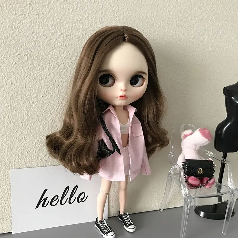 DLBell Blythe Doll Shirts Plain Loose Oversized Blouses Long Sleeve Tops and Pants for Blyth Licca OB24 Azone Dolls Clothes