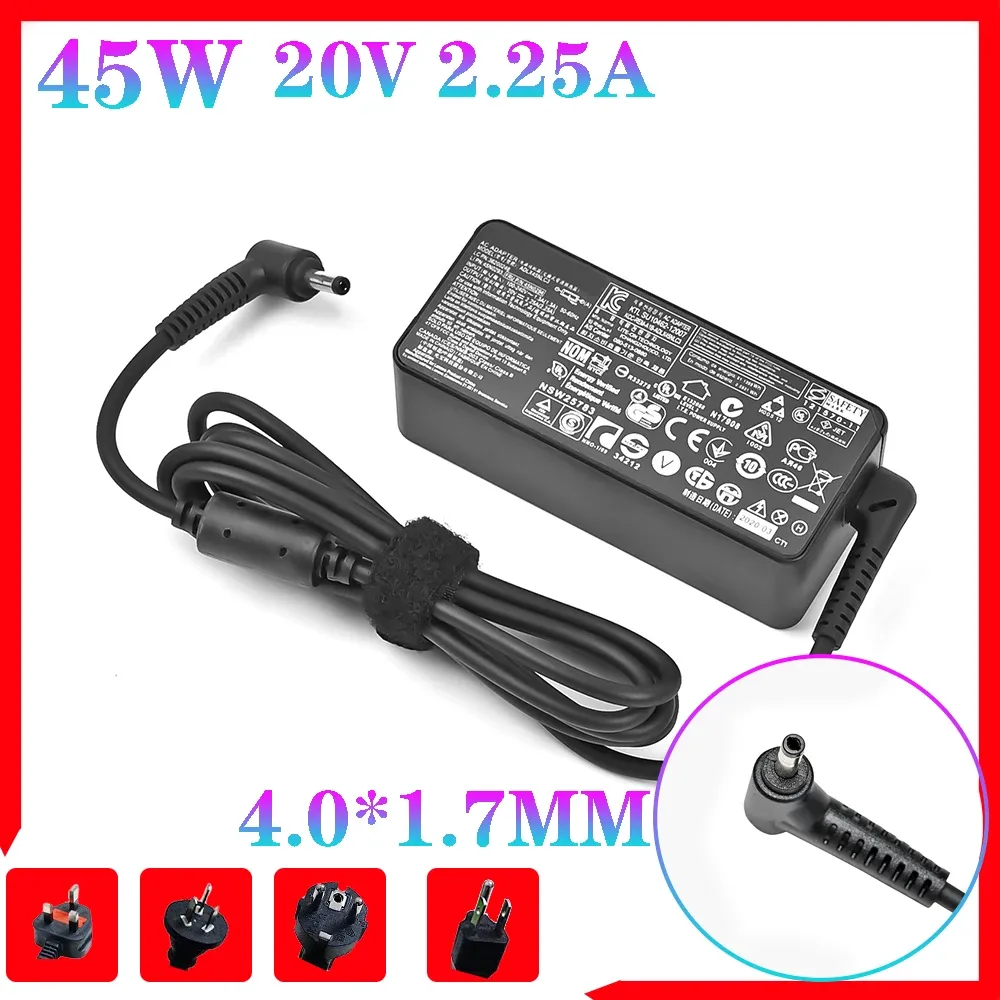 Adapter 20V 2.25A 45W 4.0*1,7 mm Laptop Power Adapter för Lenovo Charger IdeaPad 100 100S Yoga310 Yoga510 AC Adapter Charger ADL45WCC