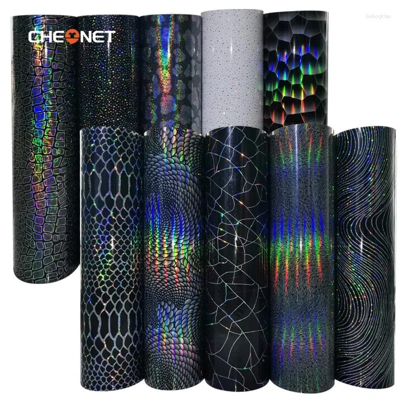 Window Stickers DIY Holographic Laser TPU Heat Transfer 10 Pack HTV Mönster Chameleon 8 Noble Black 2 Starry Sky Shining