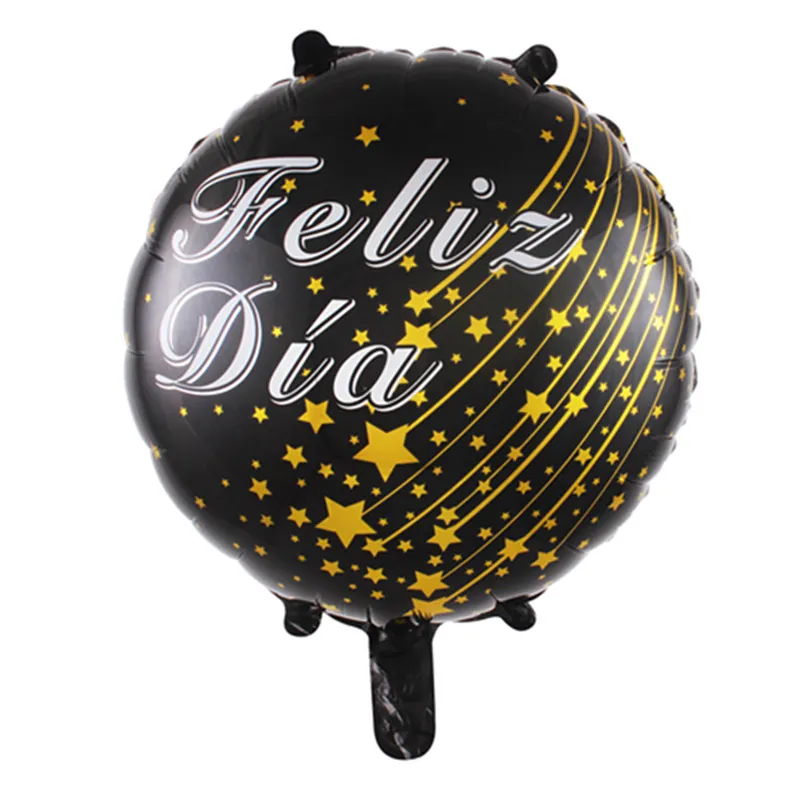 5pcs 18 pouces rondes rond espagnol joyeux anniversaire ballons en feuille Feliz Cumpleanos Helium globos baby shower anniversaire de fête de fête de fête