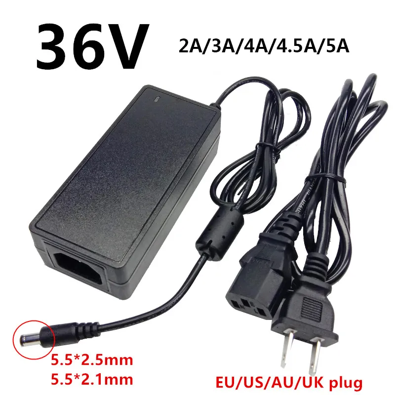 Suministro de adaptador de potencia de AC DC 36V Universal 36 V 2A 3A 4A 4.5A 5A 36 Volt Adaptador 36V5A Adaptador 36V4A 36V3A Cambia 5.5 mmx2.5 mm