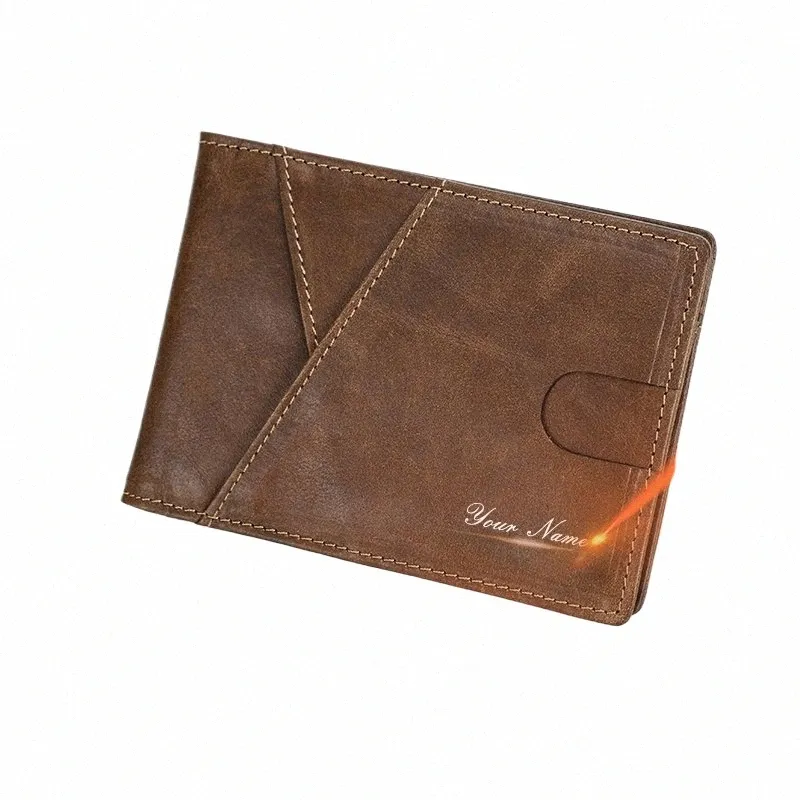 Ctact's Only Leather Card держатель кошельки Custom Slim Classic Classic для мужчин Короткие роскошные RFID складной кошелек Mey K0G9#