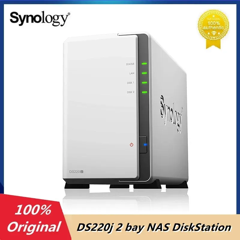 Archiviazione originale Synology DS220J 2 Bay NAS Diskstation 512MB DDR4 64 bit 4core 1,4 GHz (senza disco) Nuovo