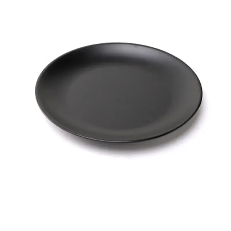 Mélamine Round Black Plastic Play Dinner Assiette Plats de nourriture Sushi Sushi Ajouter Ajouter Affaire Plateau de thé Plateau pour la vaisselle de la fête