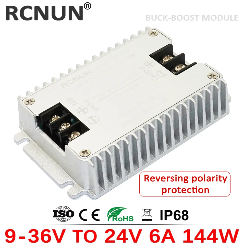 RCNUN 9-36V a 24V 6A CC CC STEP-UP STEP-Down Converter Regulator 24 Volt Voltage Stabilizer con protezione inversa